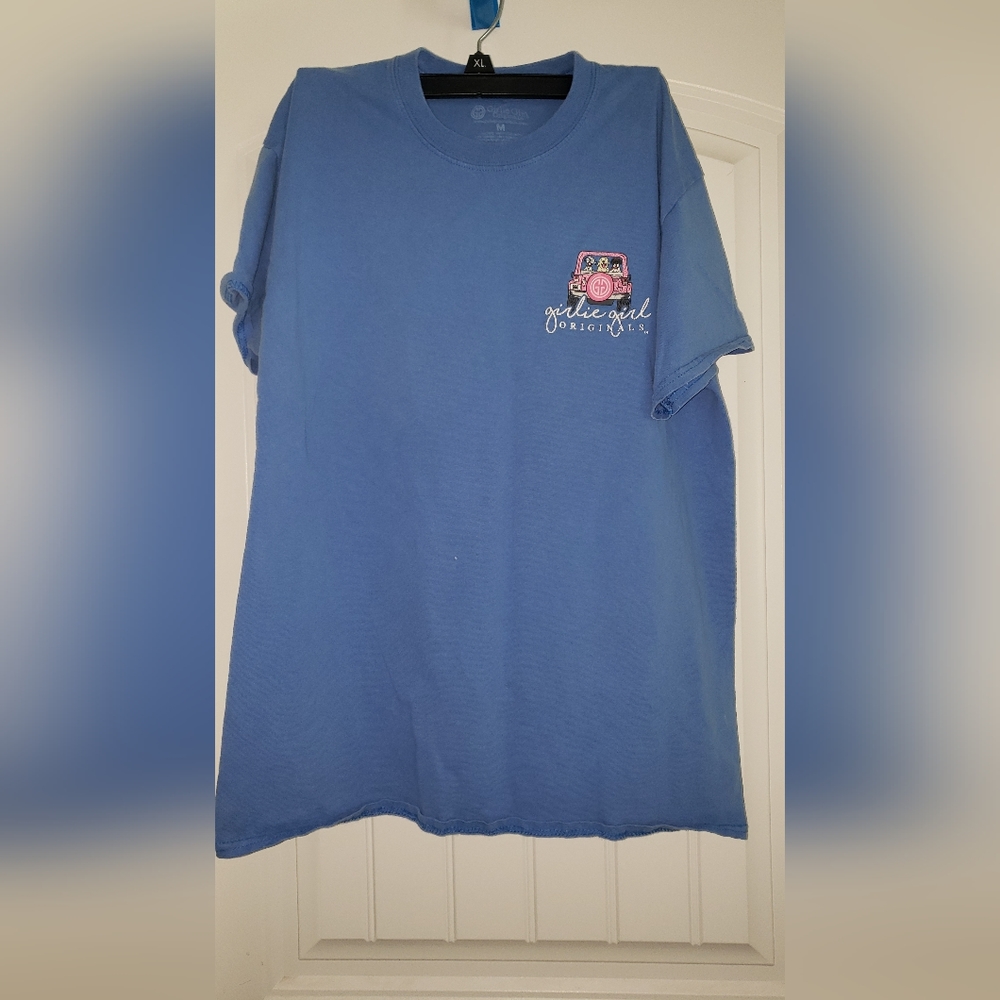 Girlie Girl Originals Blue logo medium Tee shirt with cute image on back